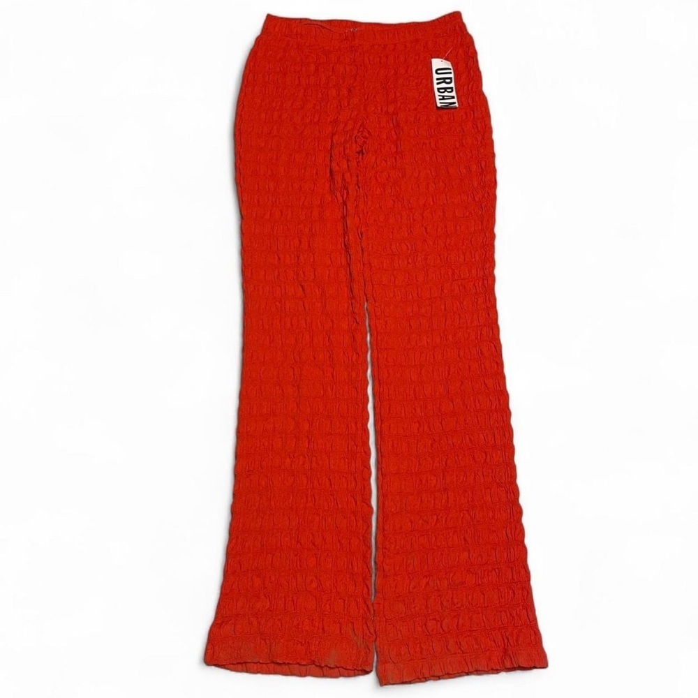 Urban Outfitters Festival Bubble Textured Flare Pants Red Size Small Stretch
